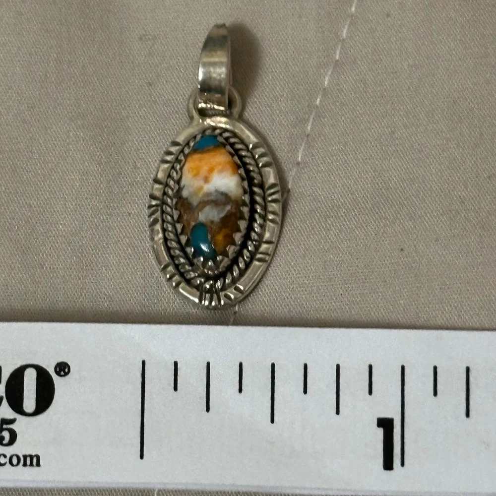 925 Sterling Silver Spiny Oyster Copper Turquoise Oval Orange/White/Blue/Brown - Picture 10 of 13